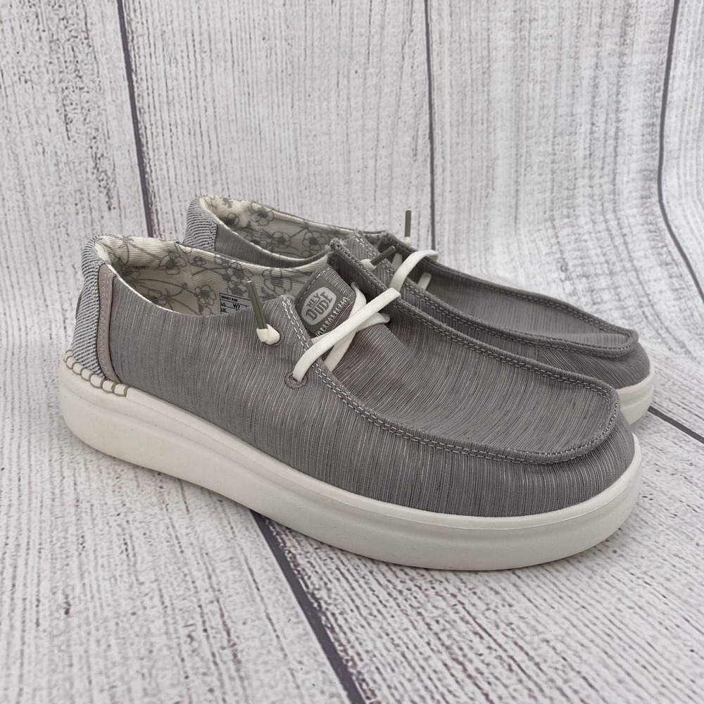 Hey Dude Wendy Rise Shoes Women 7 Lunar Rock Grey Slip On Loafers Casual Comfort